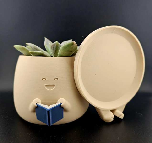 Cute Reading Buddy Planter Pot – Funny Book Lover Plant Holder for Indoor Decor
