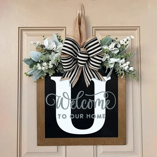 Last Name Year Round Front Door Wreath