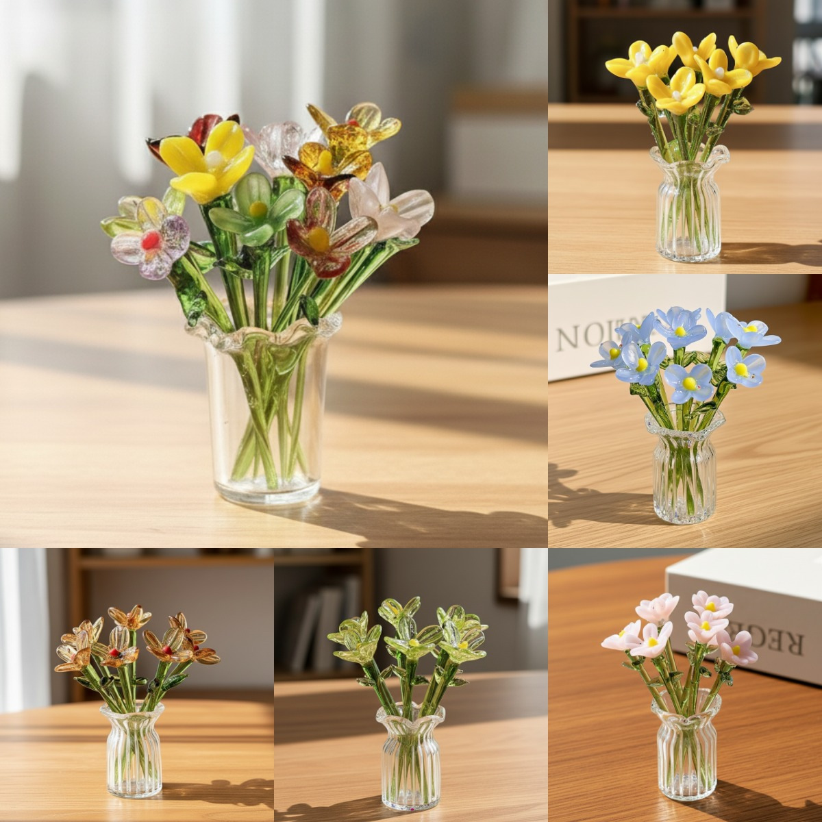 🌸✨ Glass Flower Bottle Set