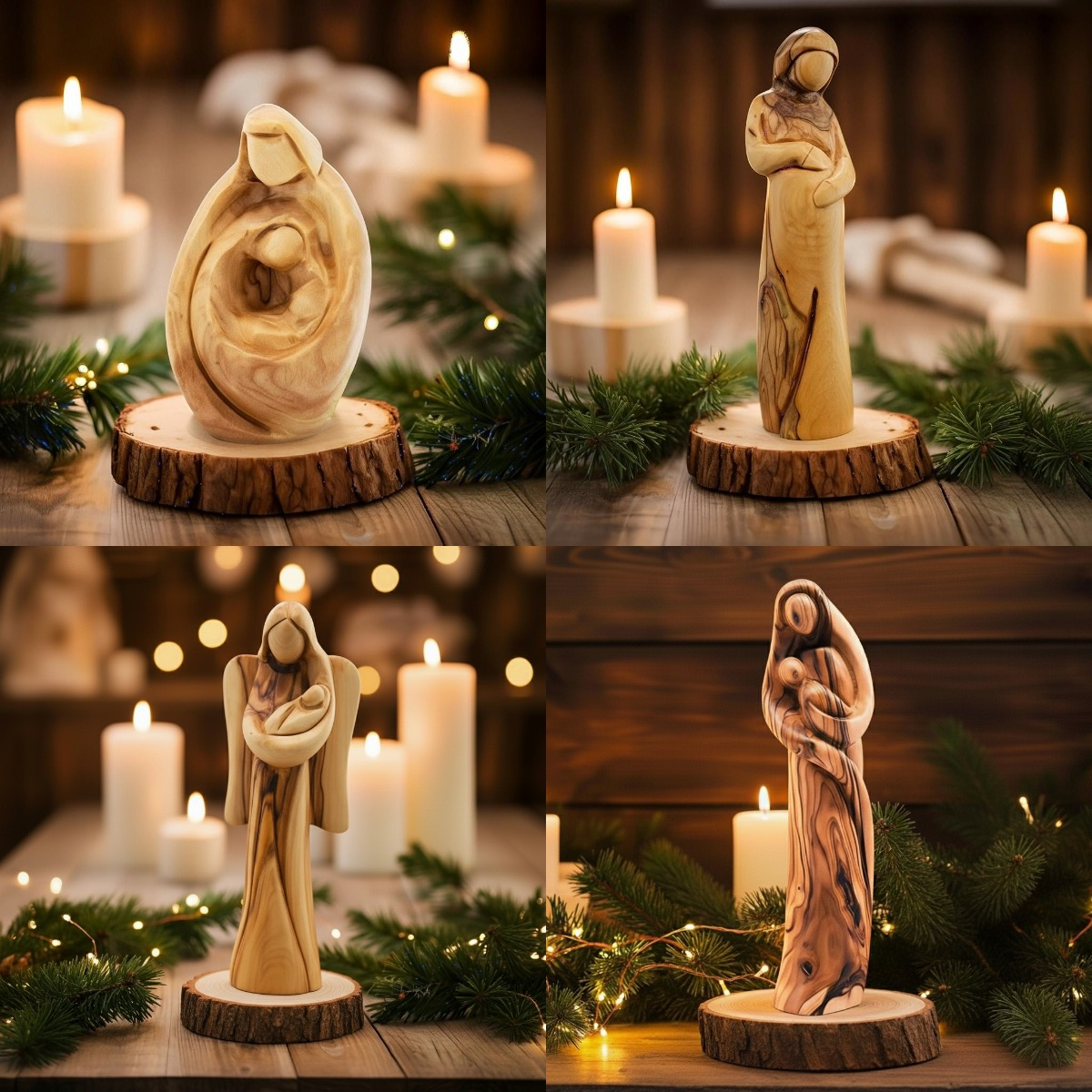 🕊️✨ Hand-Carved Olive Wood Virgin Mary Statues