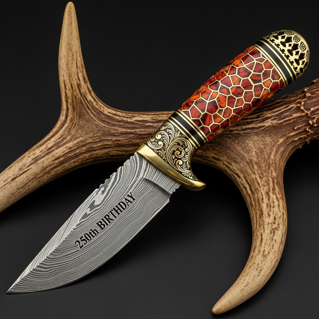 Luxury 250th Birthday Damascus Knife