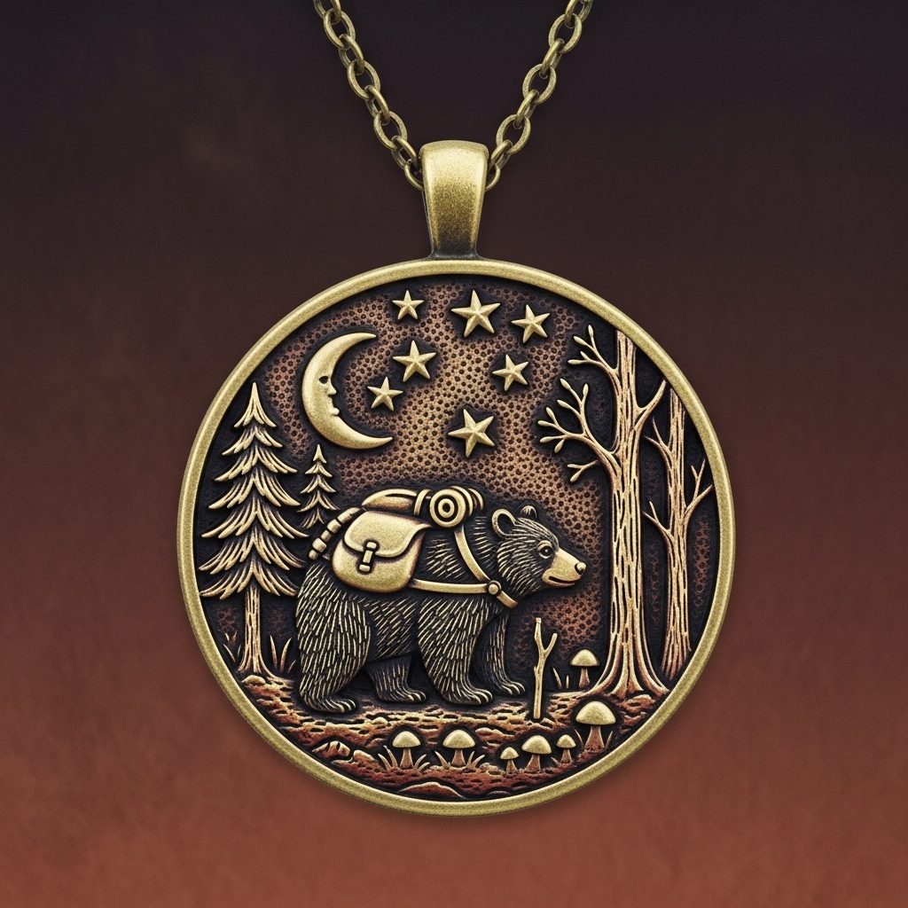 Vintage Storybook Journey Necklace - Moonlit Forest Animal Pendants