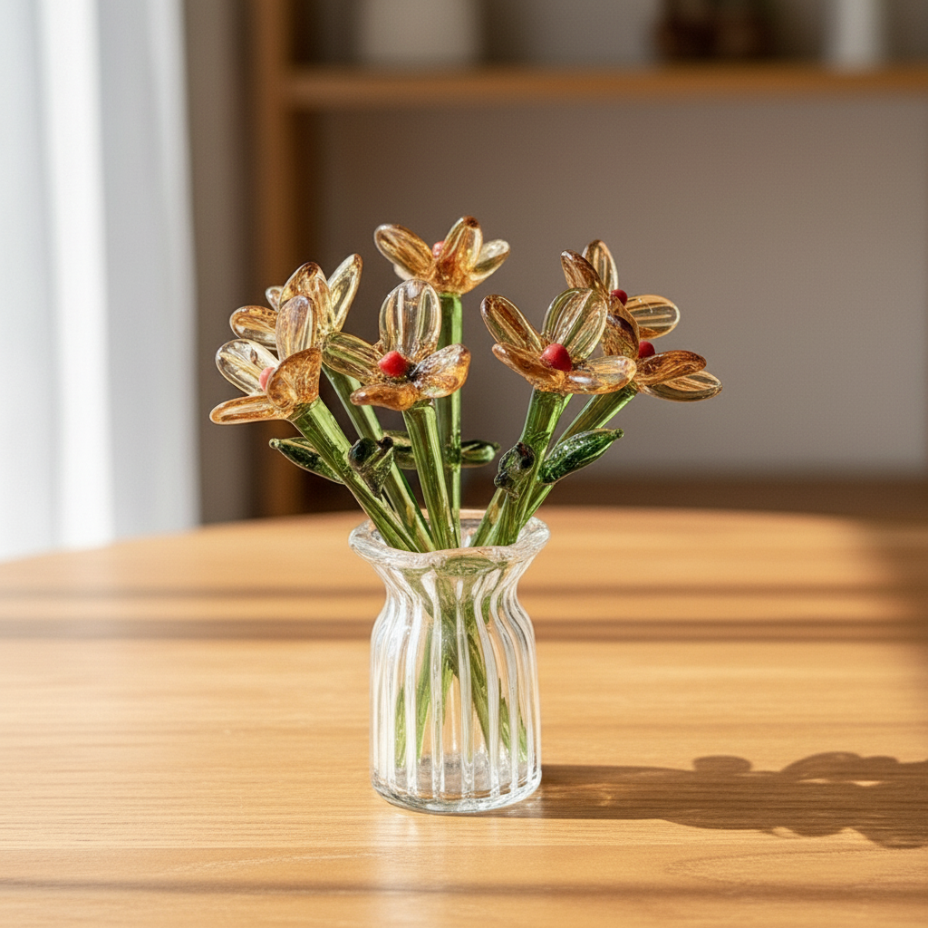 🌸✨ Glass Flower Bottle Set