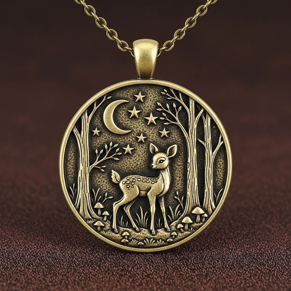 Vintage Storybook Journey Necklace - Moonlit Forest Animal Pendants