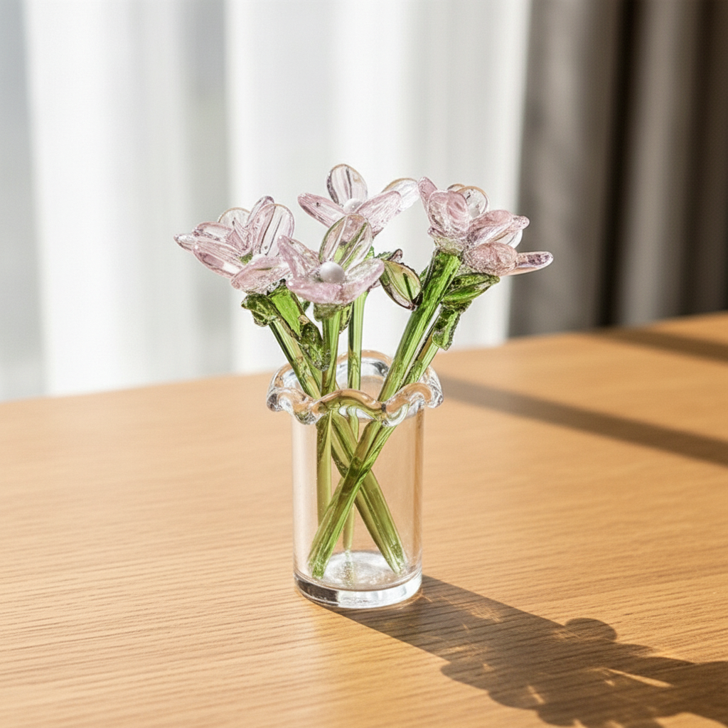 🌸✨ Glass Flower Bottle Set