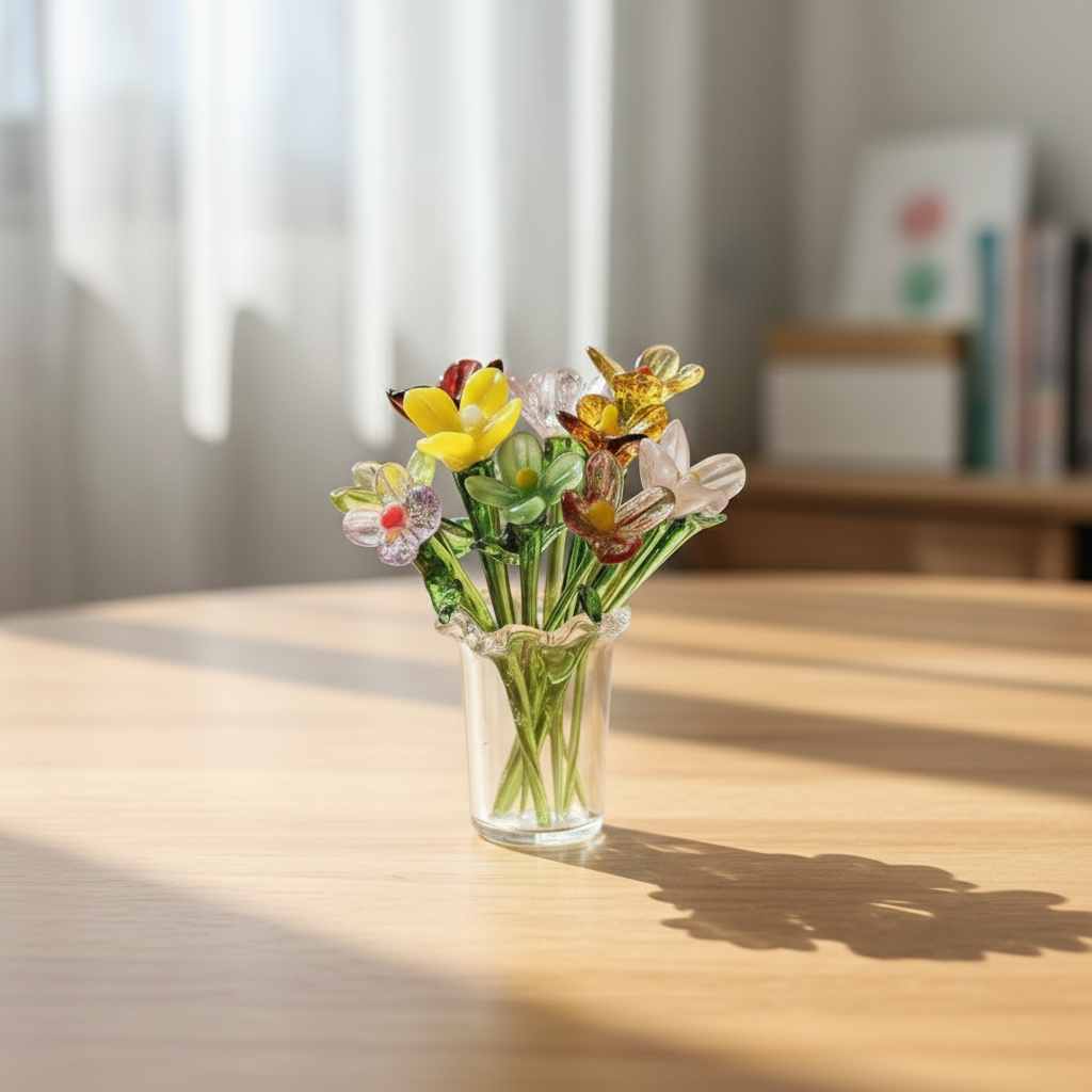 🌸✨ Glass Flower Bottle Set