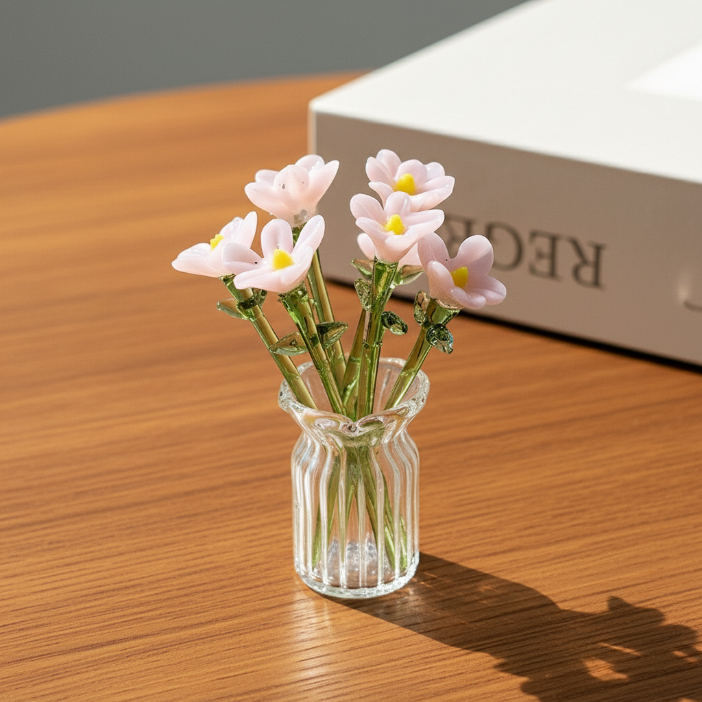 🌸✨ Glass Flower Bottle Set