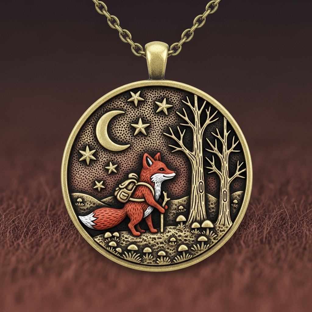 Vintage Storybook Journey Necklace - Moonlit Forest Animal Pendants