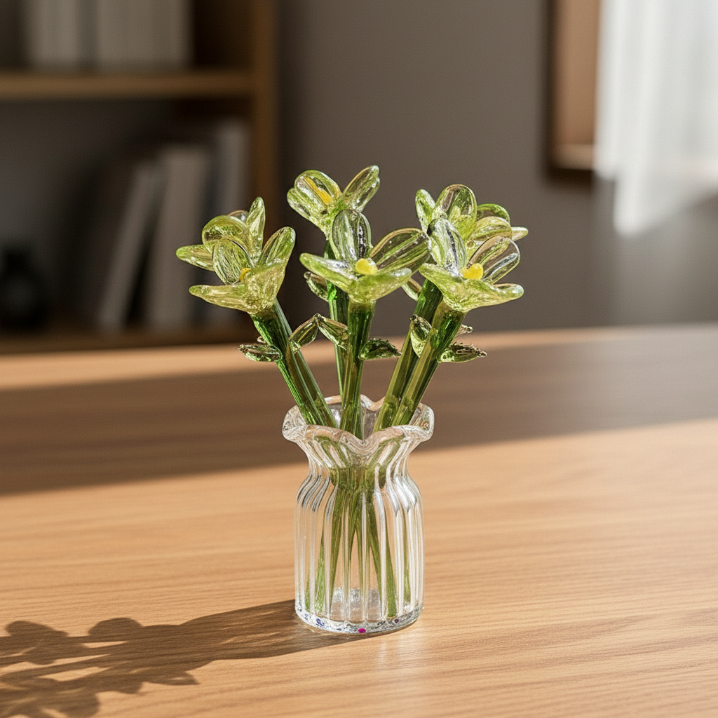 🌸✨ Glass Flower Bottle Set