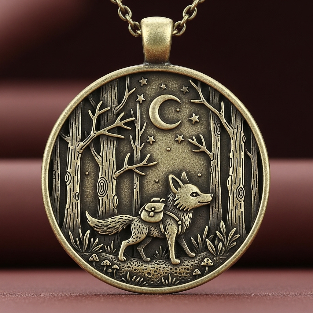 Vintage Storybook Journey Necklace - Moonlit Forest Animal Pendants