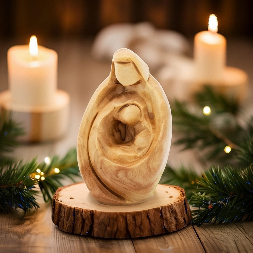 🕊️✨ Hand-Carved Olive Wood Virgin Mary Statues