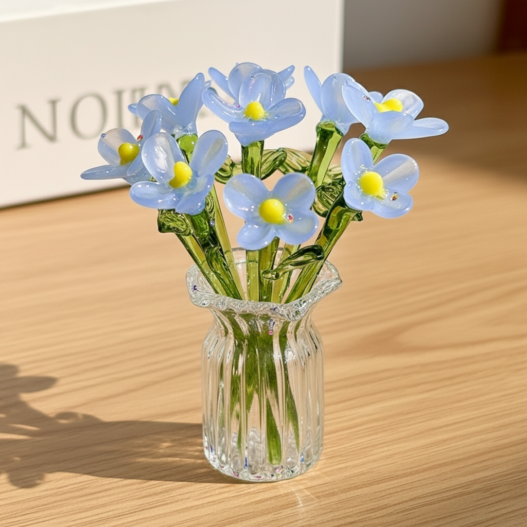 🌸✨ Glass Flower Bottle Set