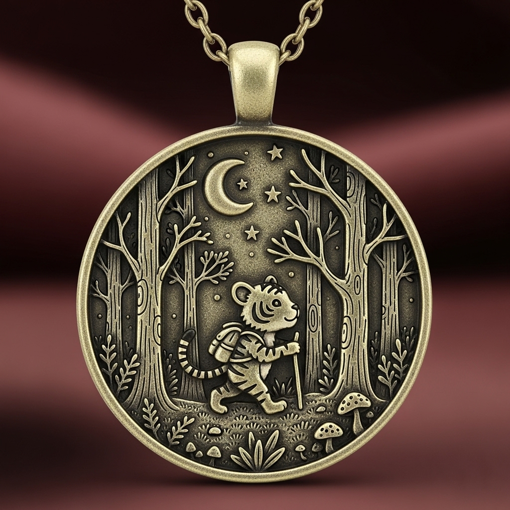 Vintage Storybook Journey Necklace - Moonlit Forest Animal Pendants
