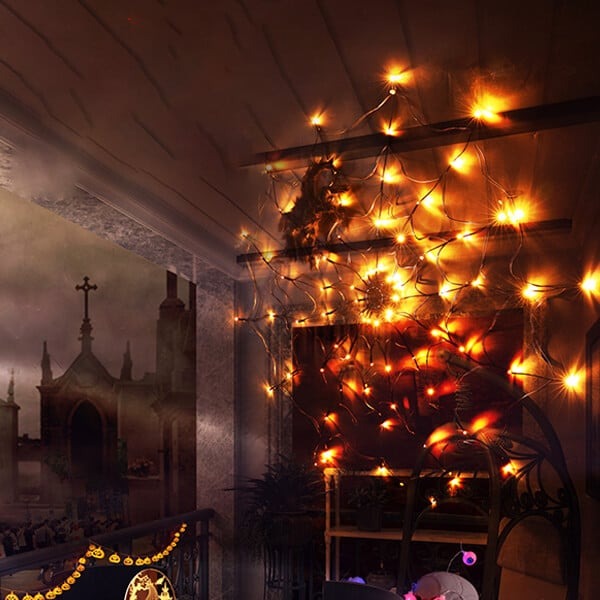Halloween Spider Web Decorative String Lights