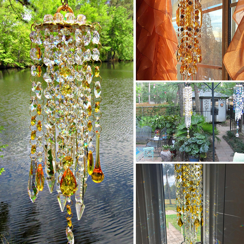 Aurora Crystal Wind Chimes，Made of hundreds of crystals and gems.