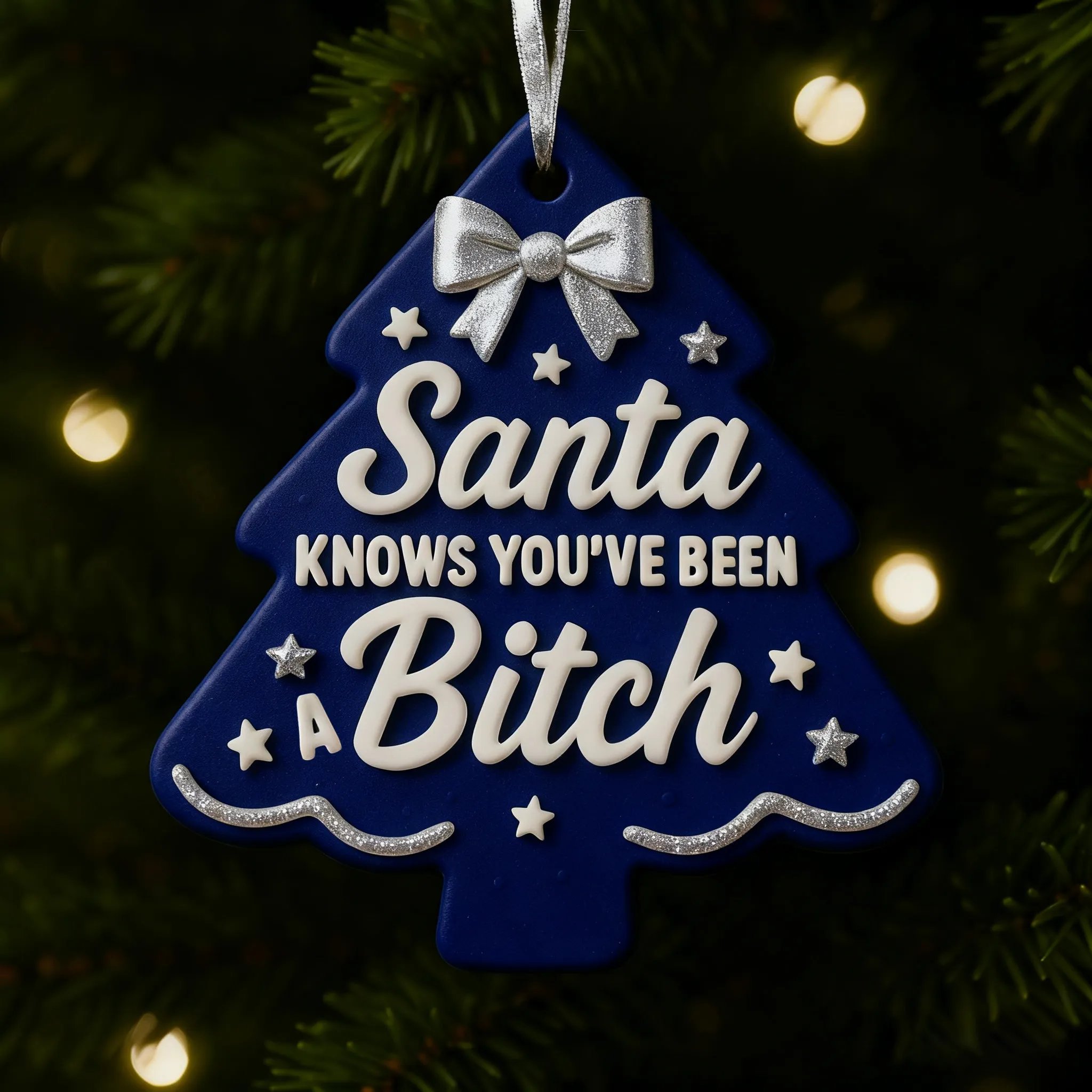 😂🎄Santa Knows You’ve Been a Bitch Ornament