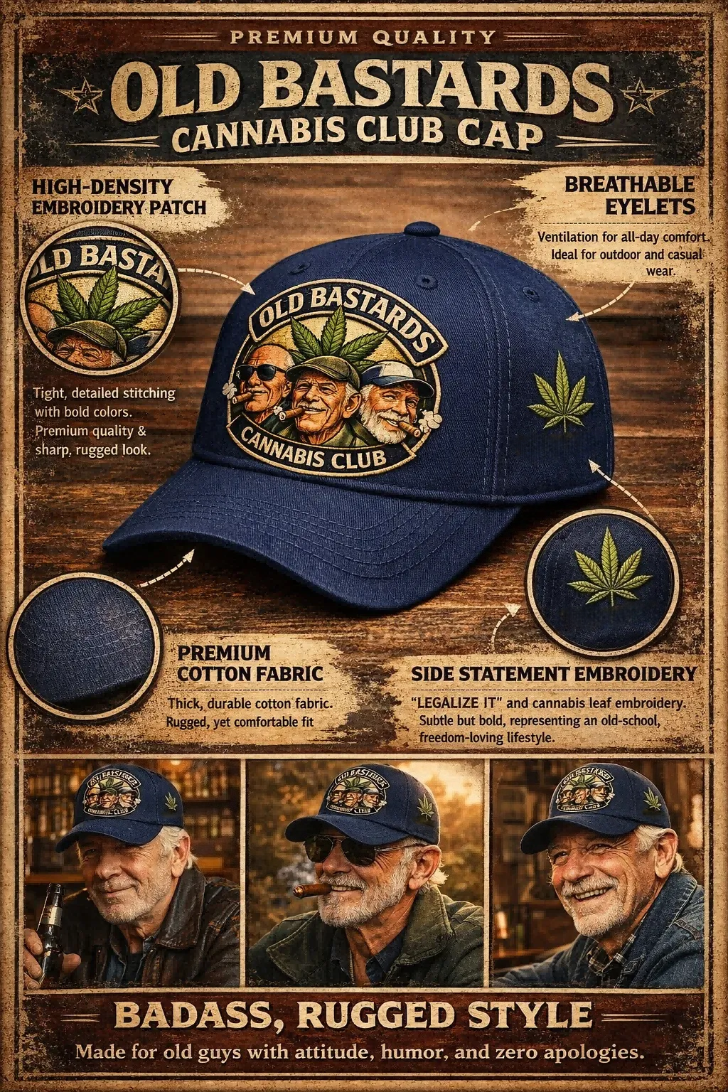 🏆Flash Sale 60% OFF - 🌿Old Bastards Cannabis Club Cap 😎