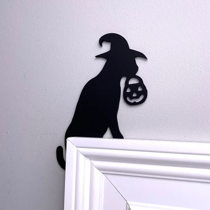 Halloween Black Cat Door Corner Sign Decoration