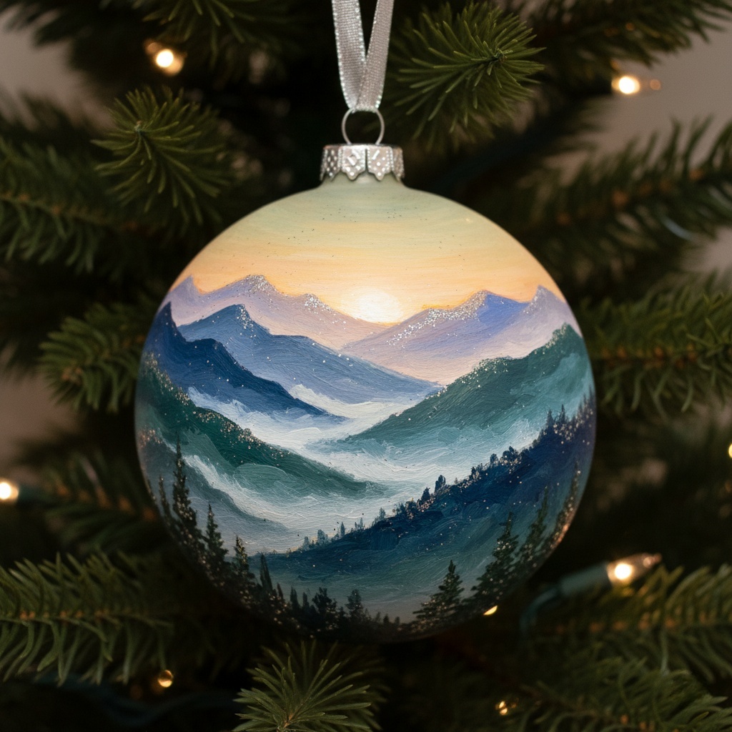🌎 American Natural Wonders Collection – Hand-Painted Glass Christmas Ornaments