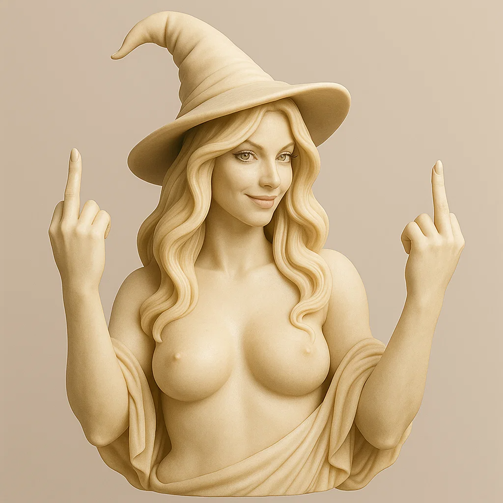 Middle Finger Witch Statue