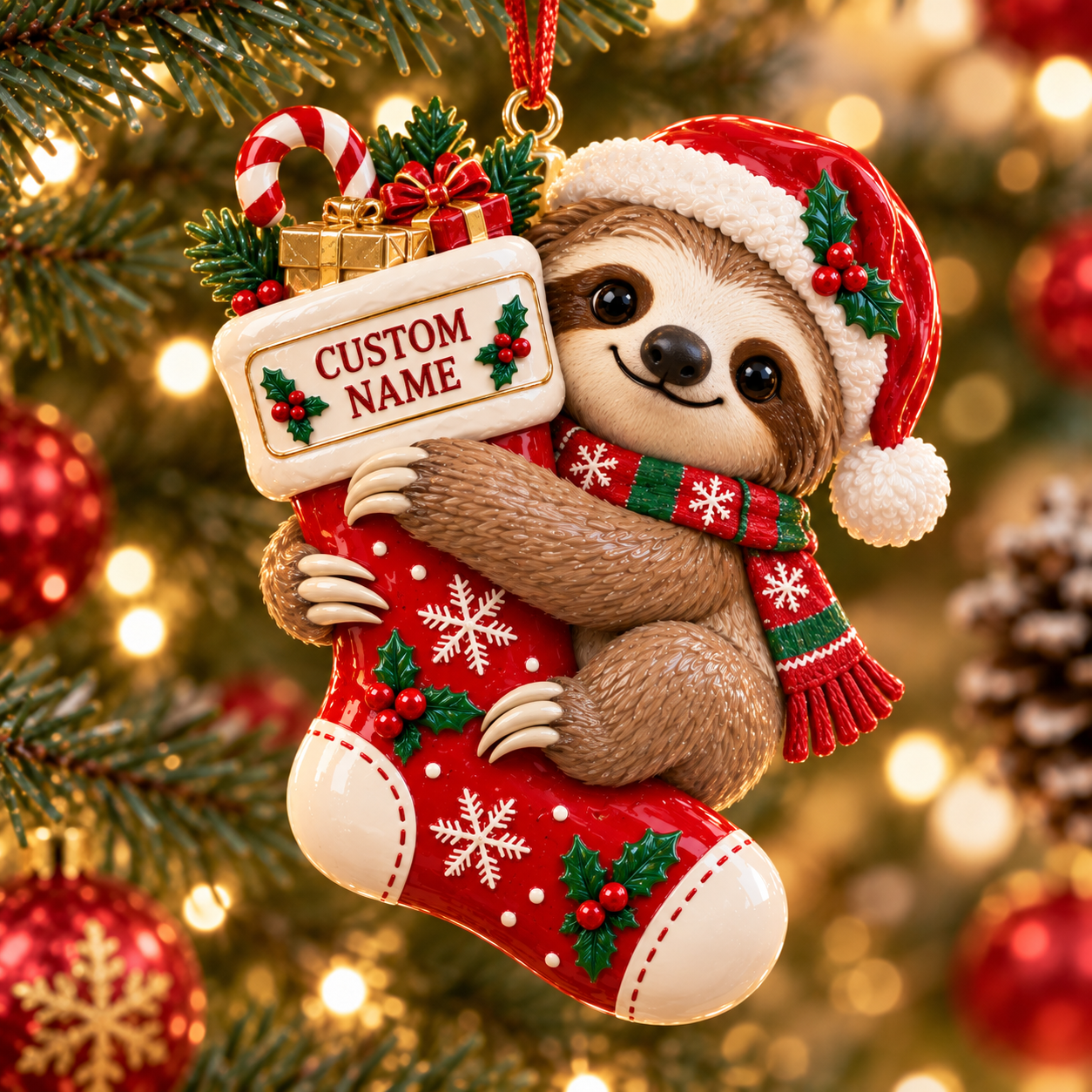 Personalized Christmas Stocking Animal Ornament 🎄🐼