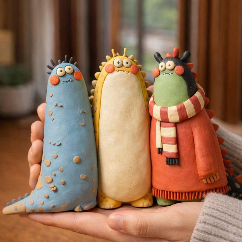 🌲Christmas Gift 50% Off--Handmade Clay Monster City Figure