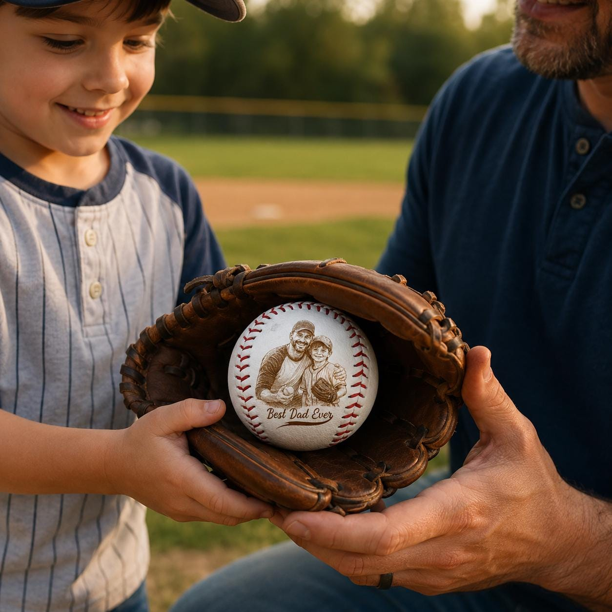 Personalized Fathers Day Gifts for Dad - Engrave Your Favorite Photo on Baseball Balls