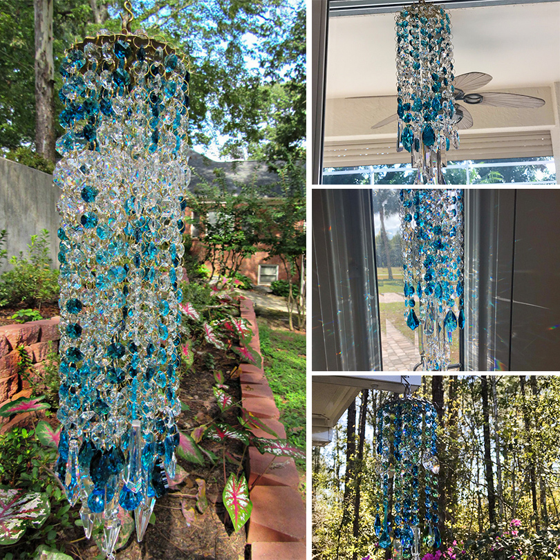 Aurora Crystal Wind Chimes，Made of hundreds of crystals and gems.