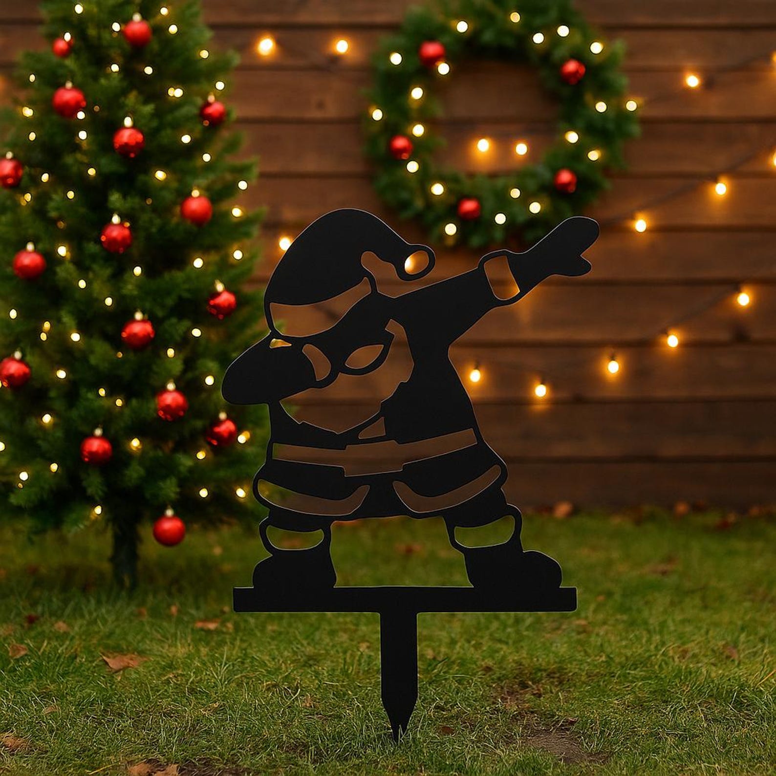 Funny Santa Claus Metal Garden Decor