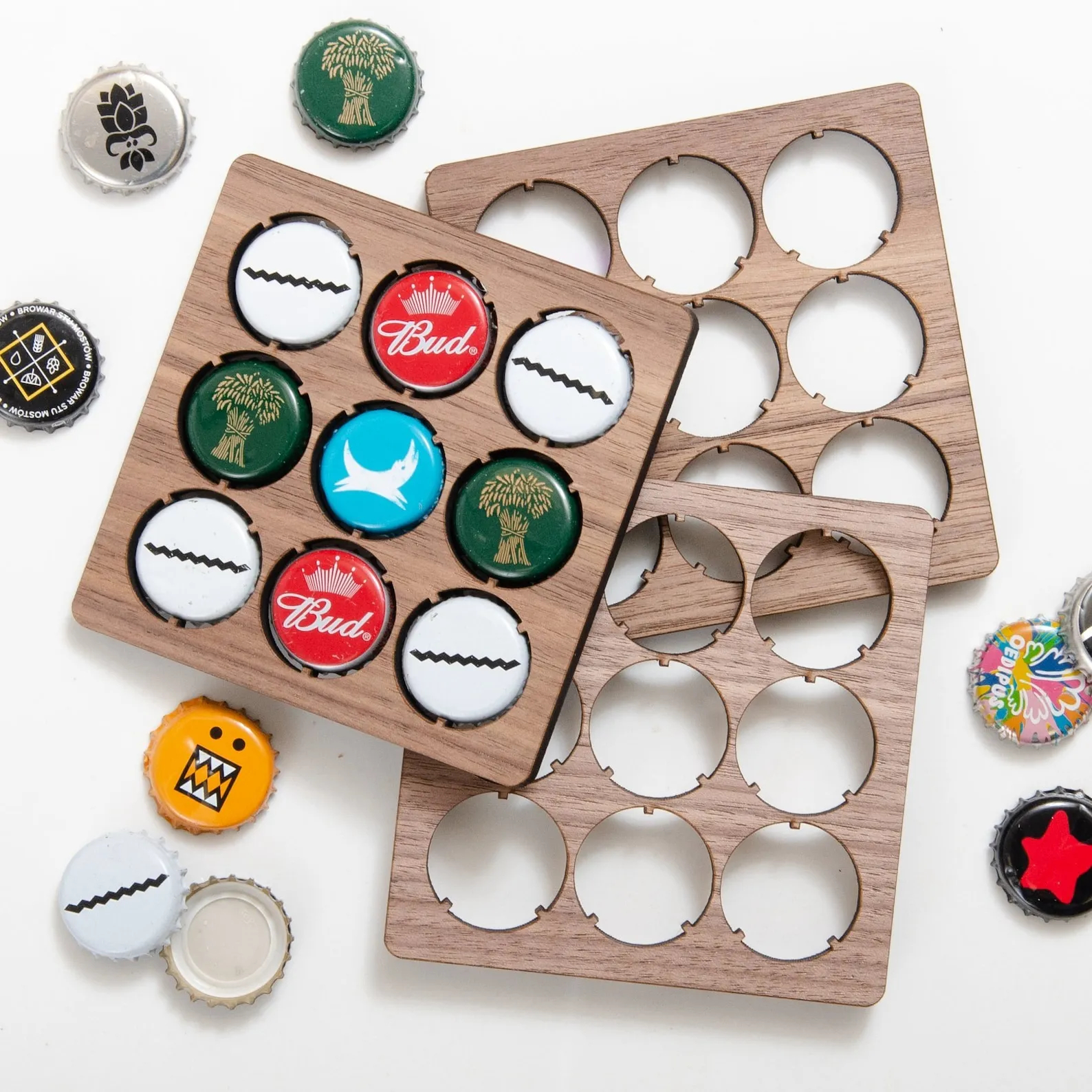 🍺Wooden Beer Cap Collector Coaster
