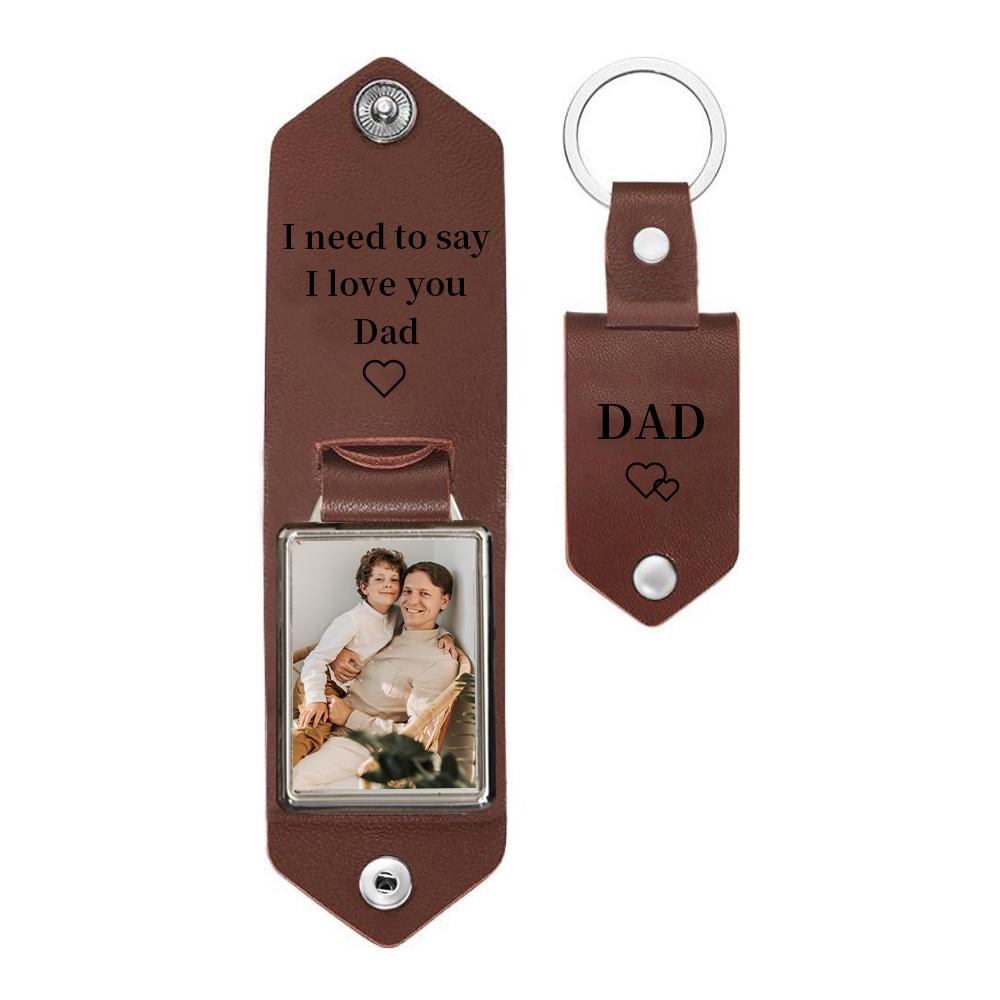 🔥Father's Day Pre Sale - Personalized Engraved Leather Keychain with Photo,Custom Picture Keyring