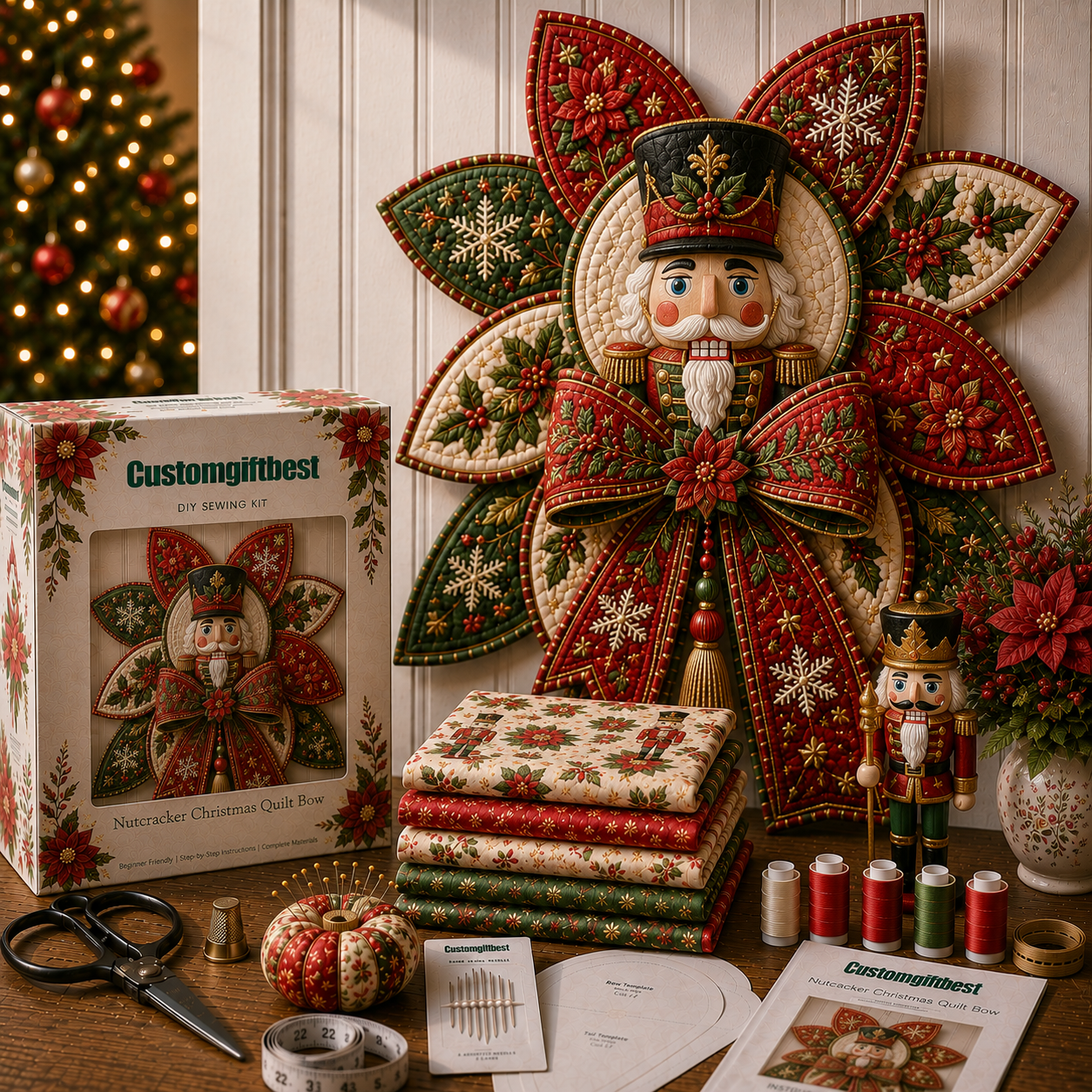 Christmas DIY Quilt Bow Sewing Kit 🎄