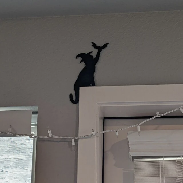 Halloween Black Cat Door Corner Sign Decoration