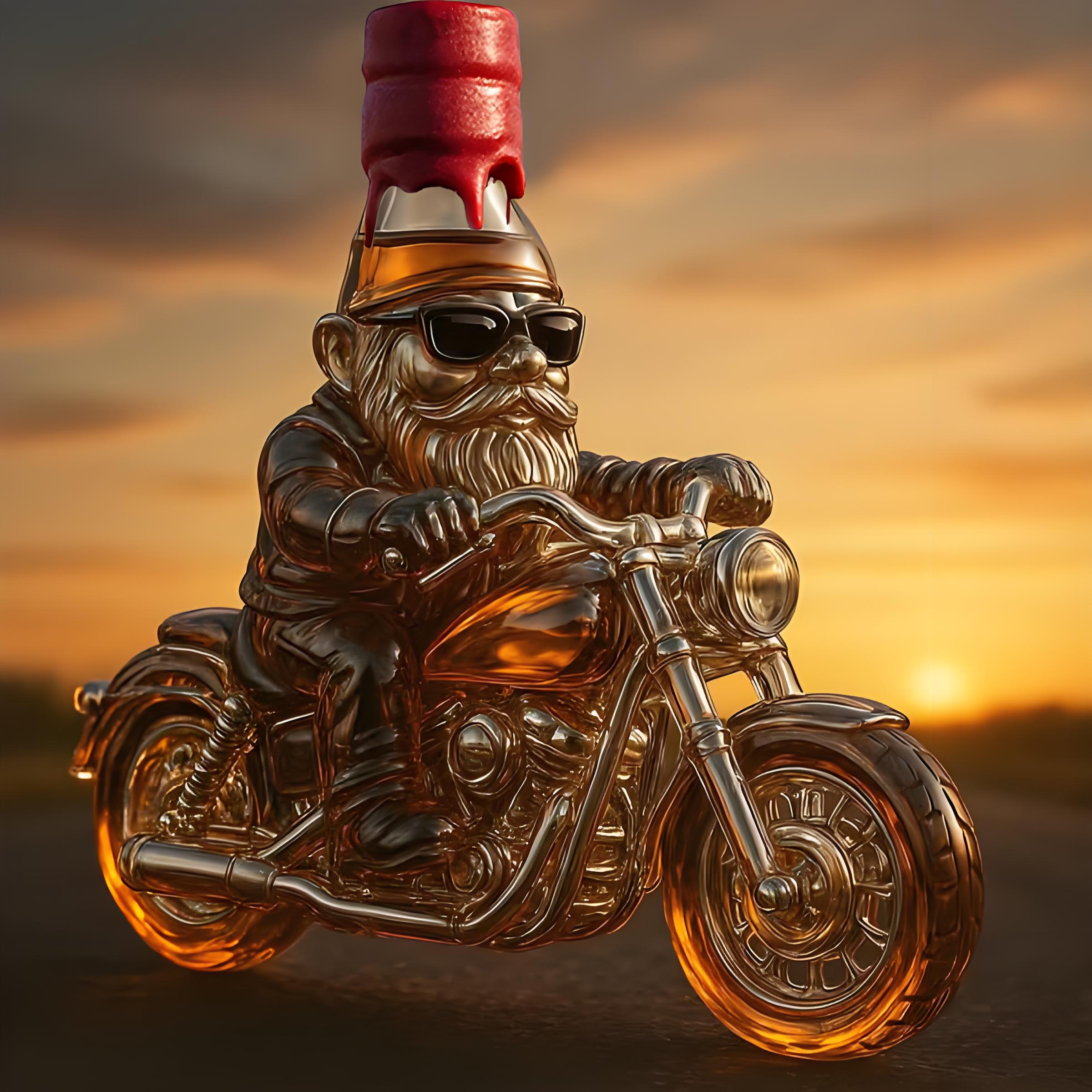🎅 Santa Claus Motorcycle Wine Bottle: Rebel with a Claus