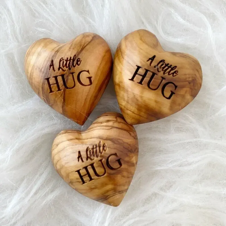 💖Handmade Pocket Hug Wooden Heart Token🎁
