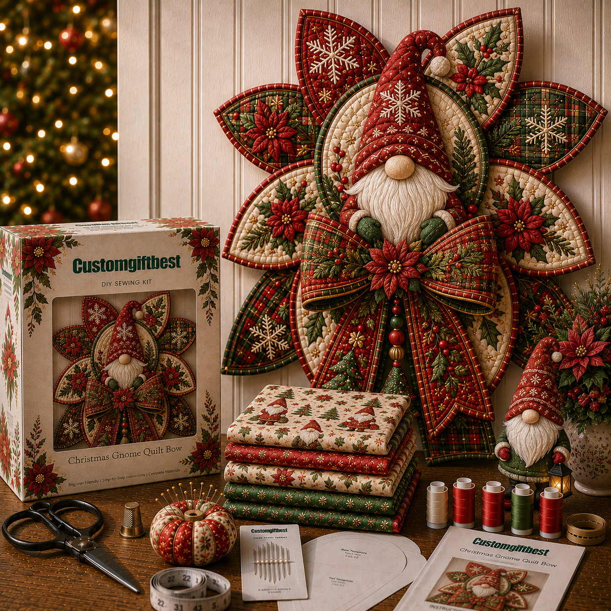 Christmas DIY Quilt Bow Sewing Kit 🎄