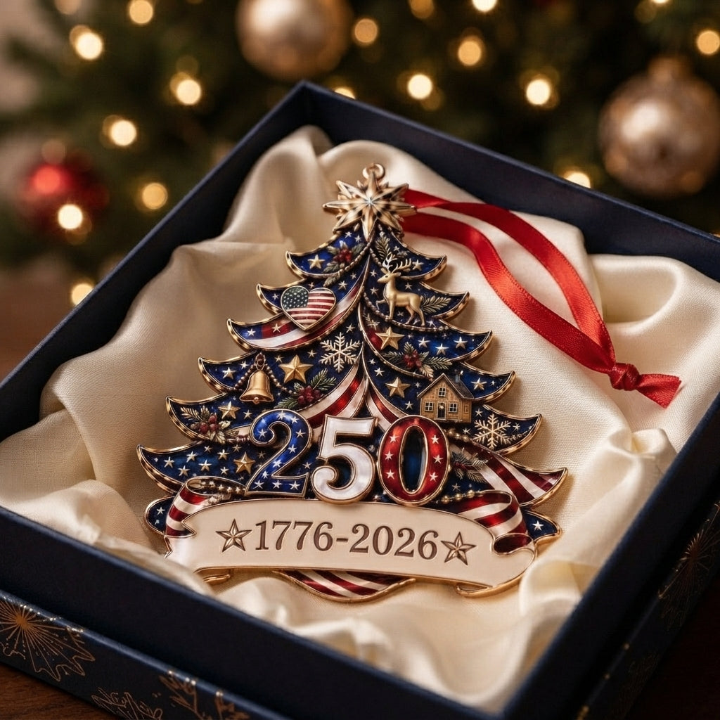🎇 USA 250th Anniversary Christmas Ornament