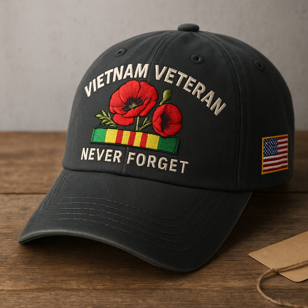 Vietnam Veteran Poppy Cap — NEVER FORGET