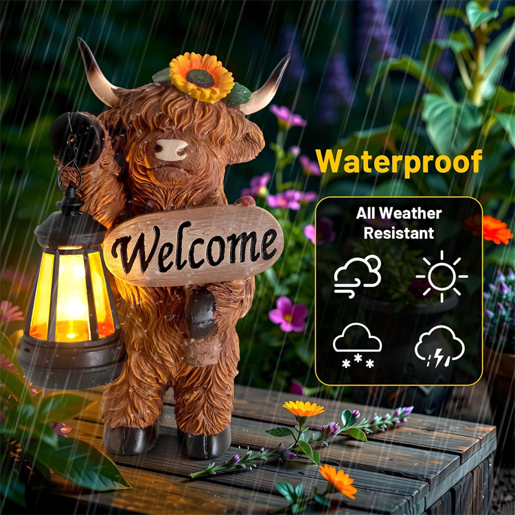 Solar Highland Cow Outdoor Statue with Lantern💡🐮 