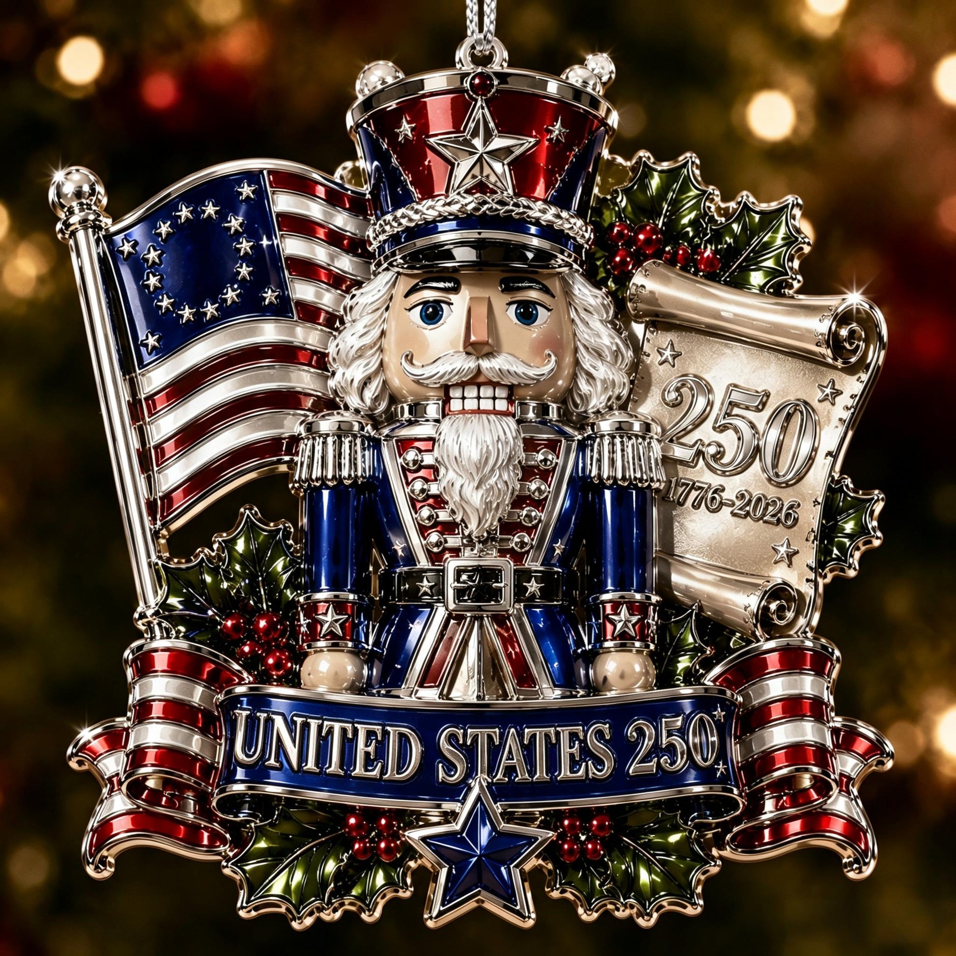 🎇 USA 250th Anniversary Christmas Ornament