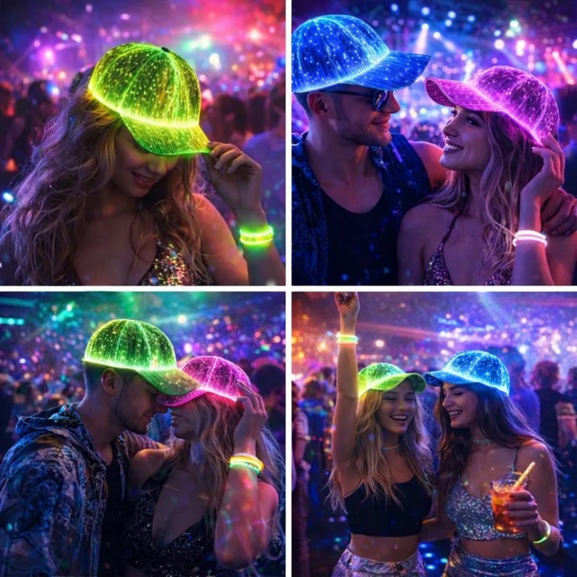 LED Rave Cap: Light Up Fiber Optic Party Hat