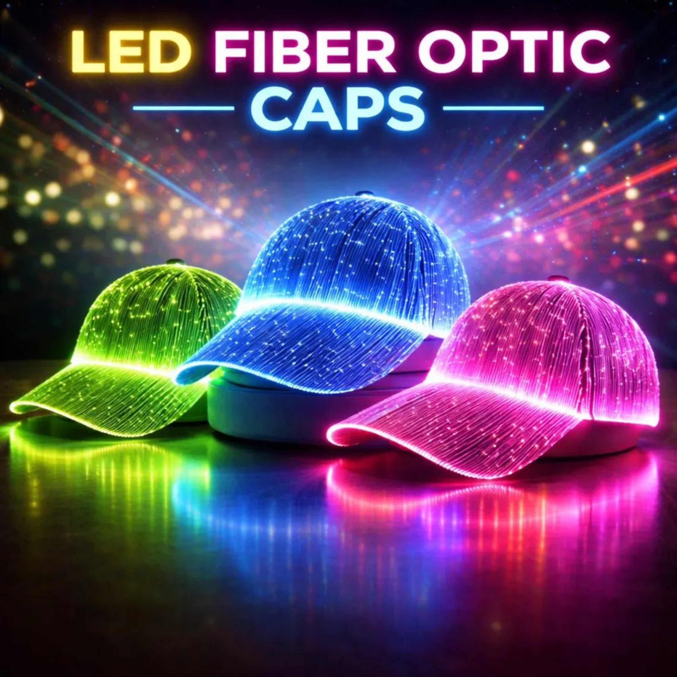 LED Rave Cap: Light Up Fiber Optic Party Hat