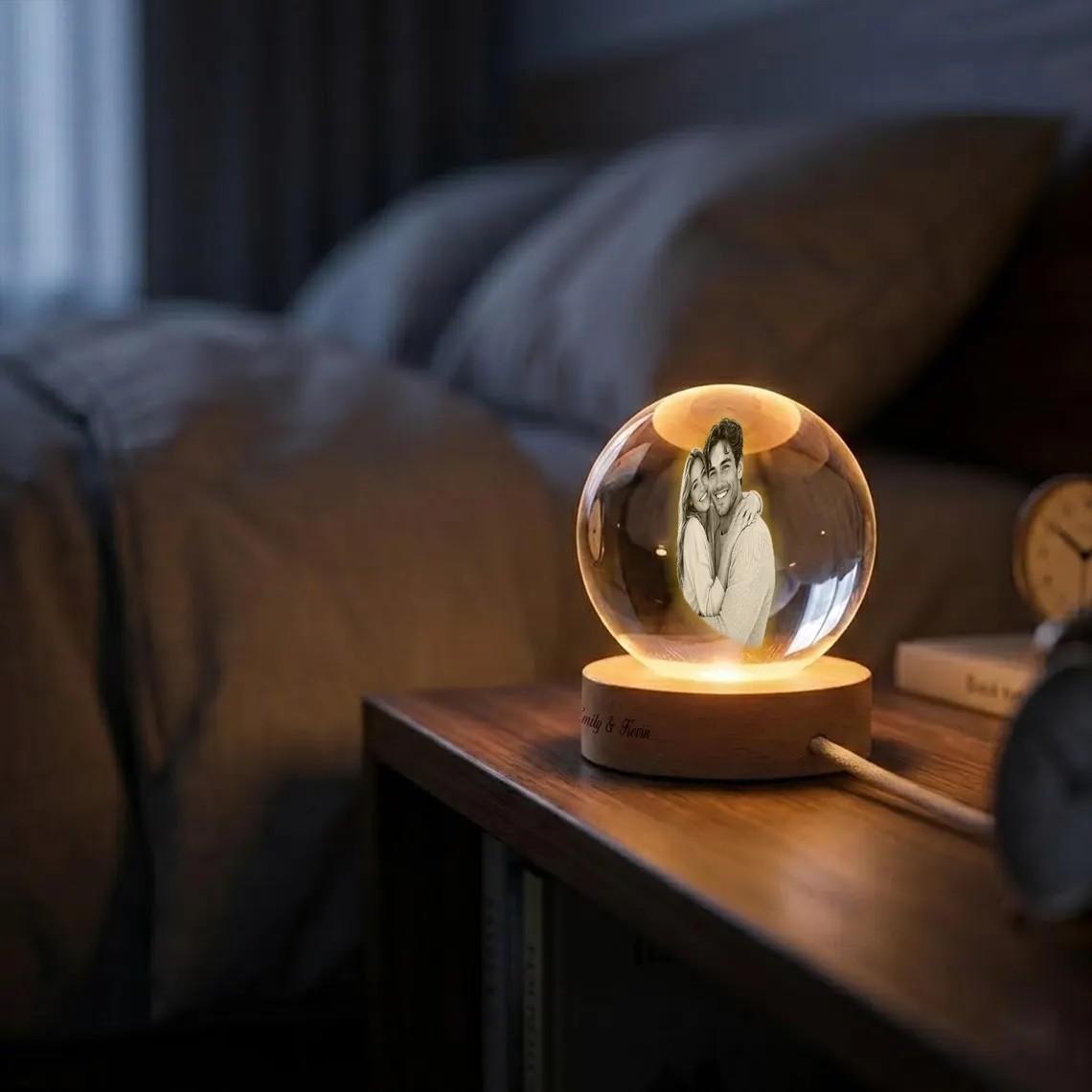 Personalized 3D Crystal Globe Lamp Custom Engraved Photo Text
