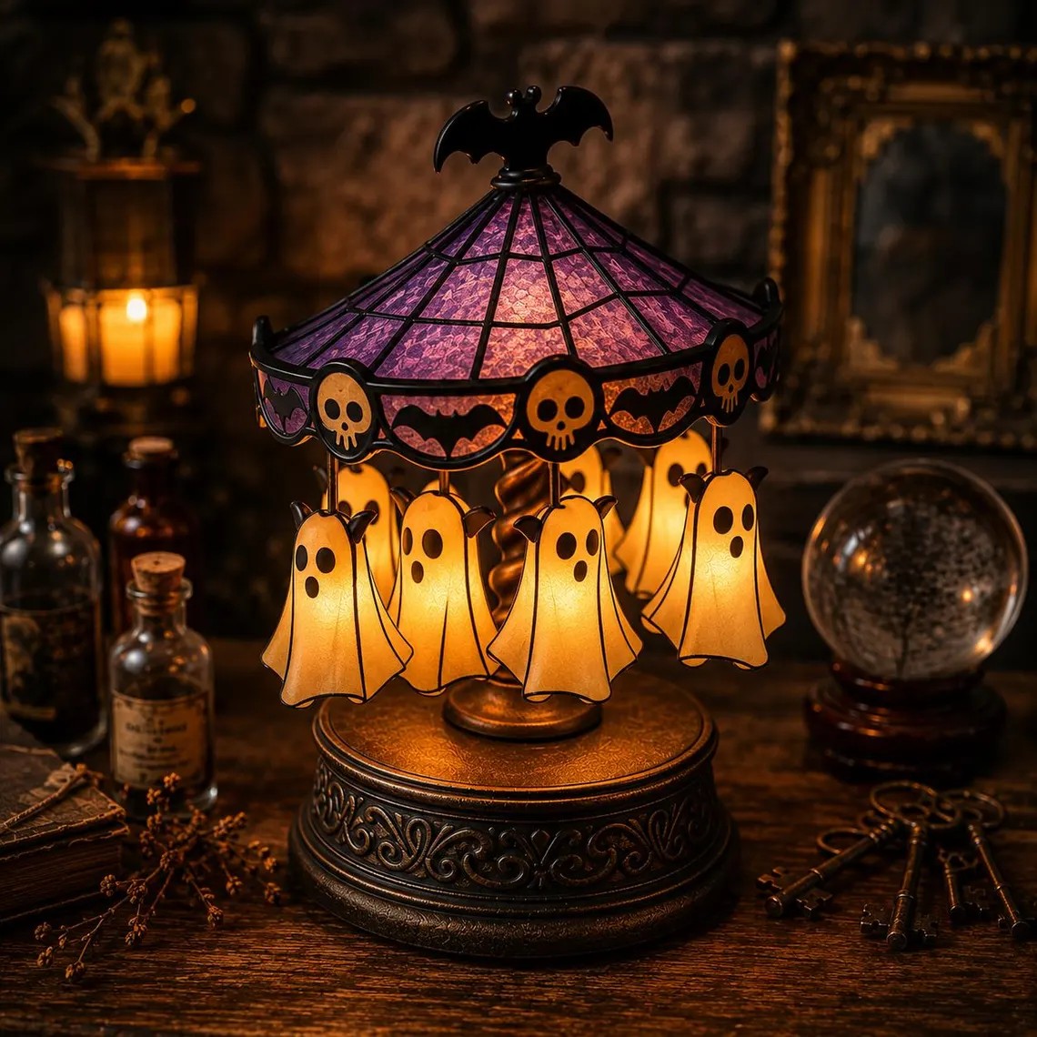 Rotating Ghost Carousel Lamp