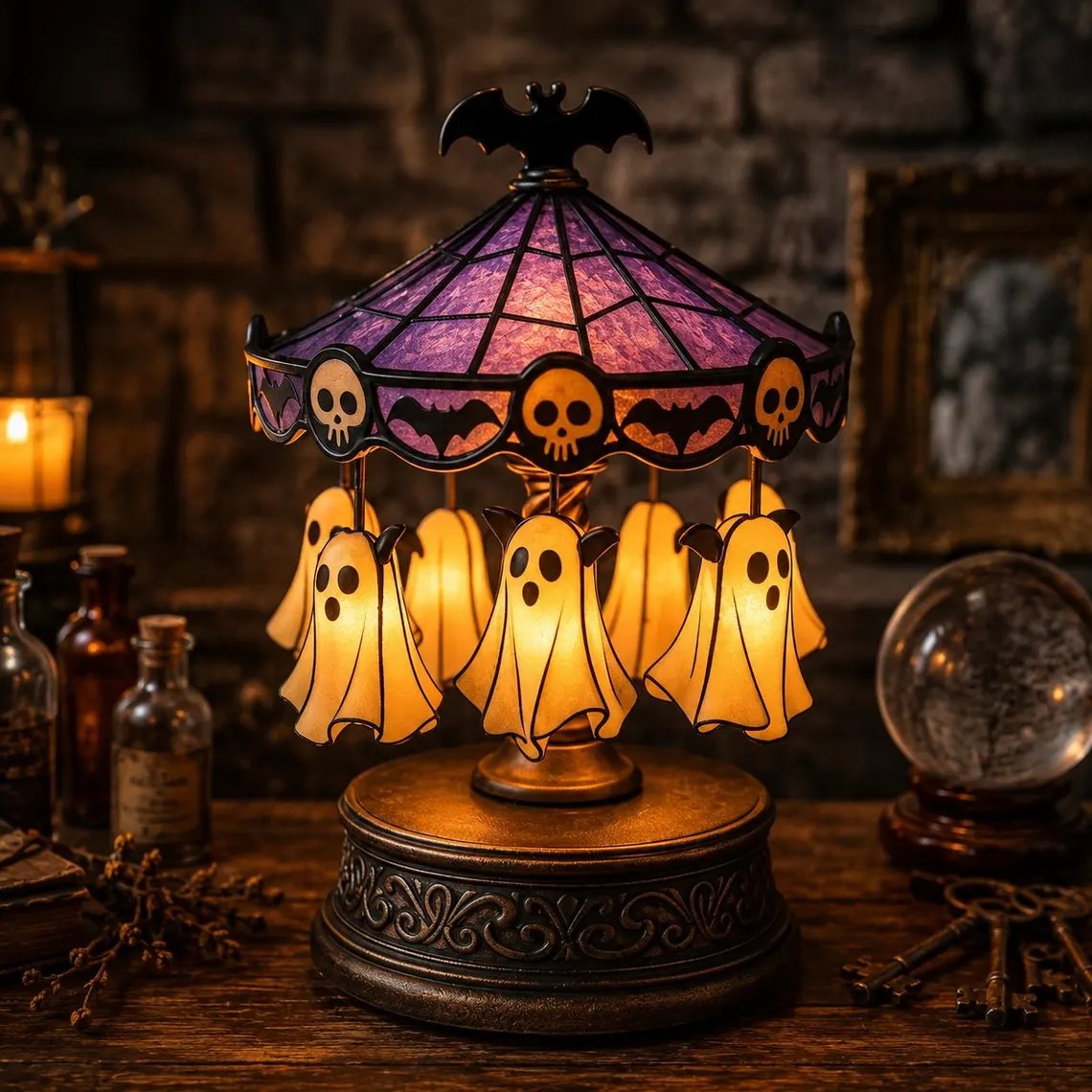 Rotating Ghost Carousel Lamp