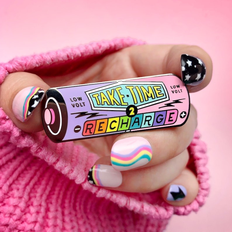 🔥Hot New Release🔥Take Time To Recharge Battery Enamel Pin🥳