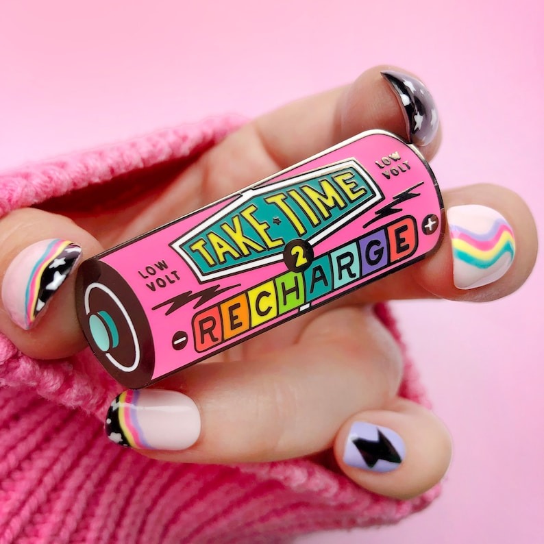 🔥Hot New Release🔥Take Time To Recharge Battery Enamel Pin🥳