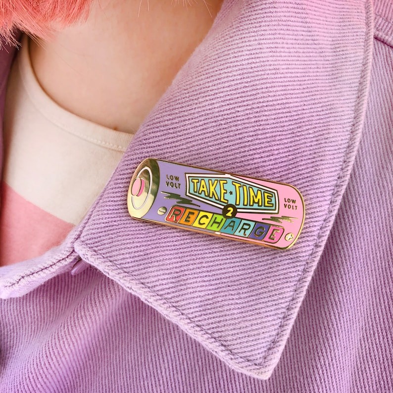 🔥Hot New Release🔥Take Time To Recharge Battery Enamel Pin🥳