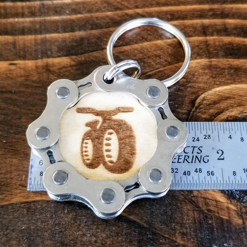 Engraved Wooden Bike Themed Keychain