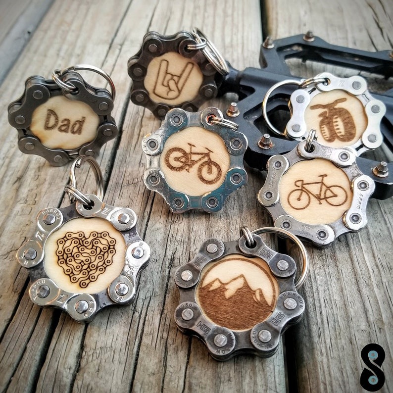 Engraved Wooden Bike Themed Keychain